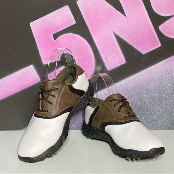 FootJoy Kids Classic Brown and White Golf Shoes - Picture 4 of 9